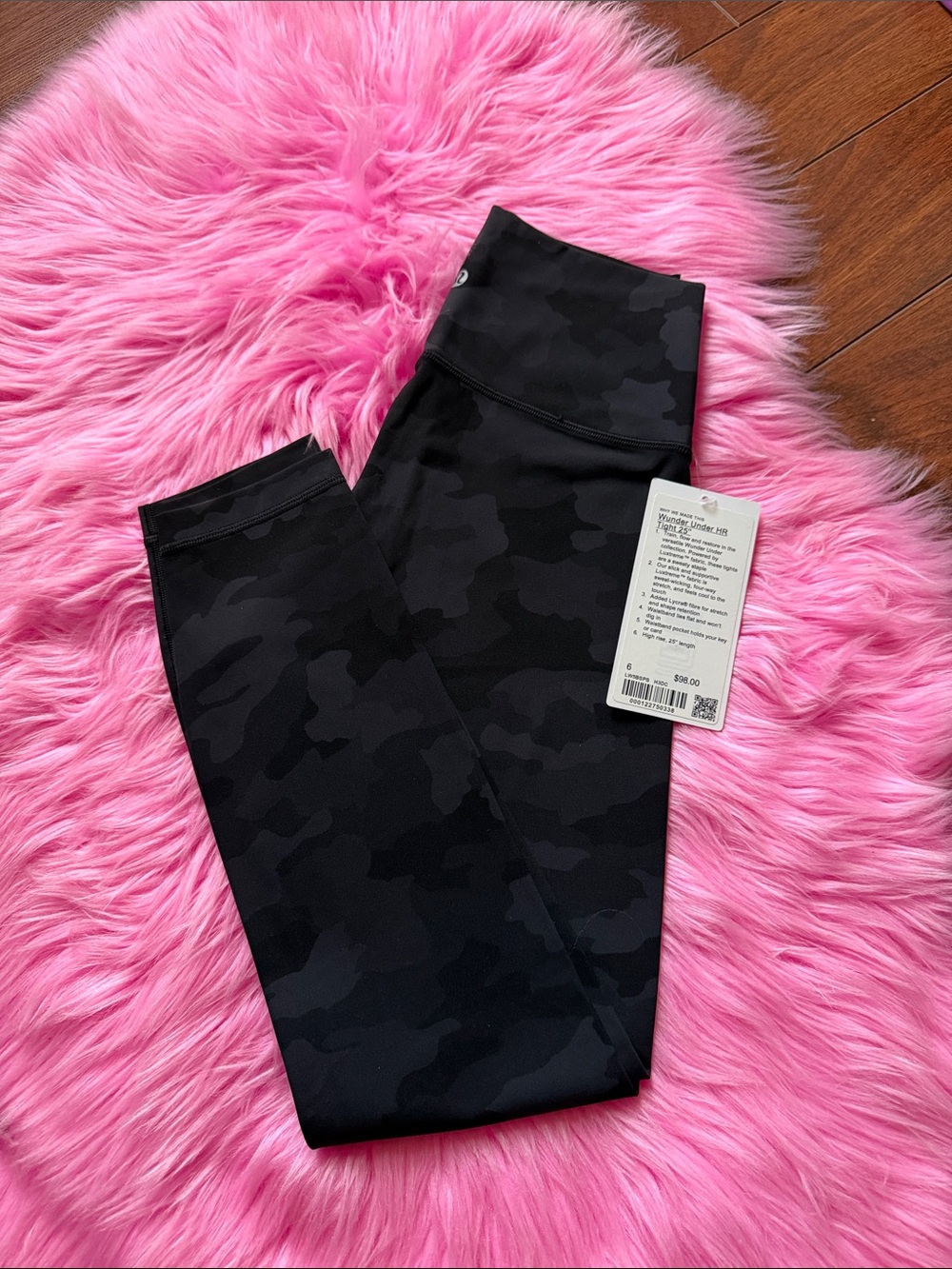 Lululemon size 6 Wunder under HR TIGHT 25” heritage camo black multi luxtreme